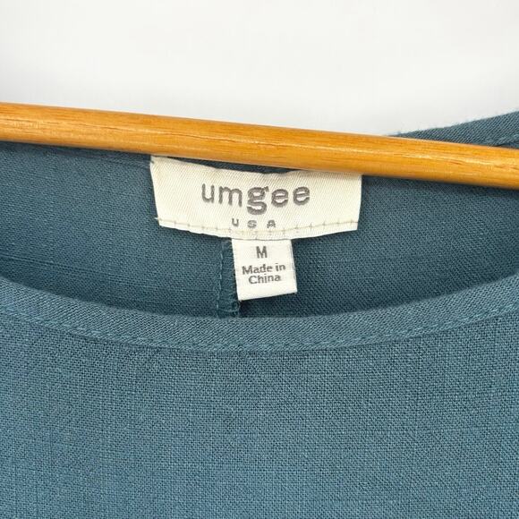 Umgee Blue Linen Blend Oversized Ruffle Dress Size M - Picture 5 of 6